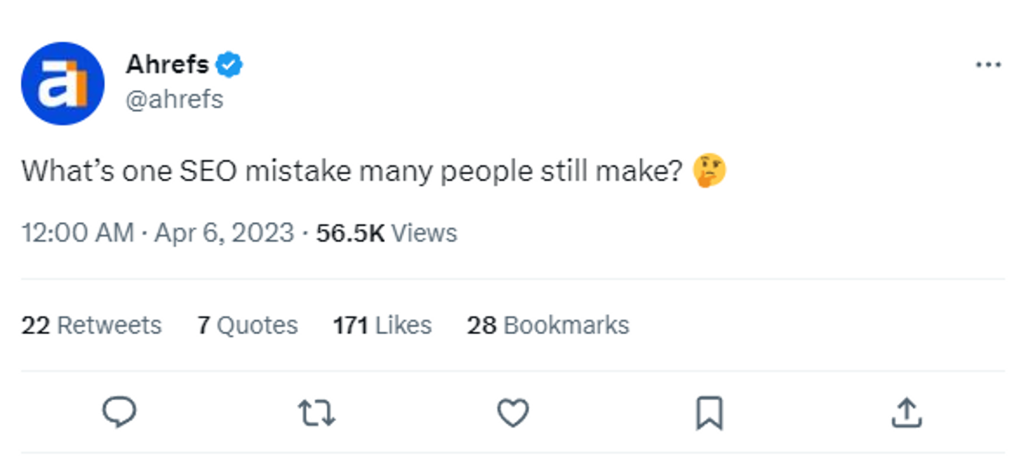 许多人仍然在犯的 SEO 错误是什么 1 Ahrefs Tweet