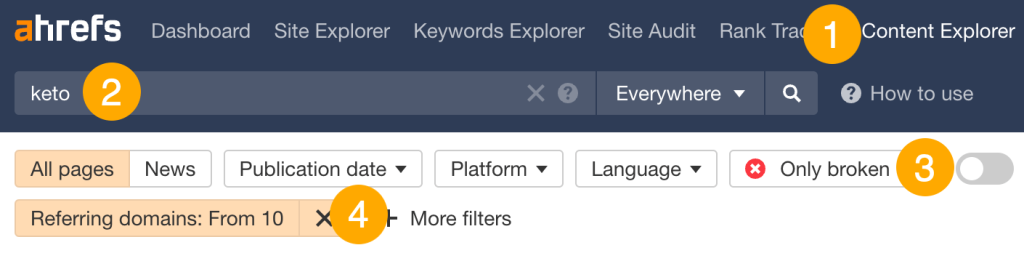 Broken Link 外链怎么做 1 Content Explorer