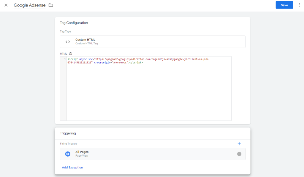 如何接入 Google Adsense 广告联盟 14 Custom HTML