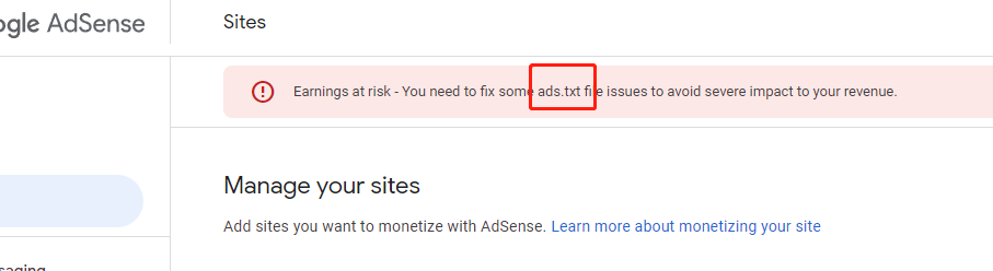 如何接入 Google Adsense 广告联盟 2 Fix ads.txt Risk
