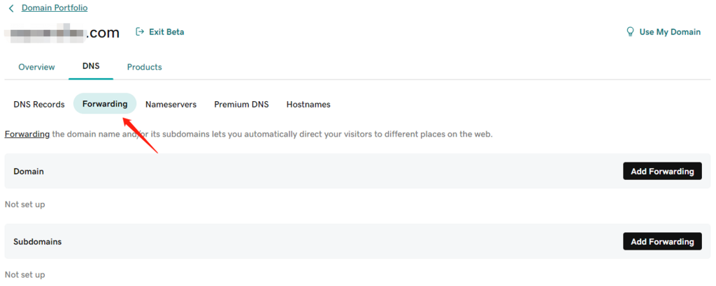 GoDaddy Forwarding