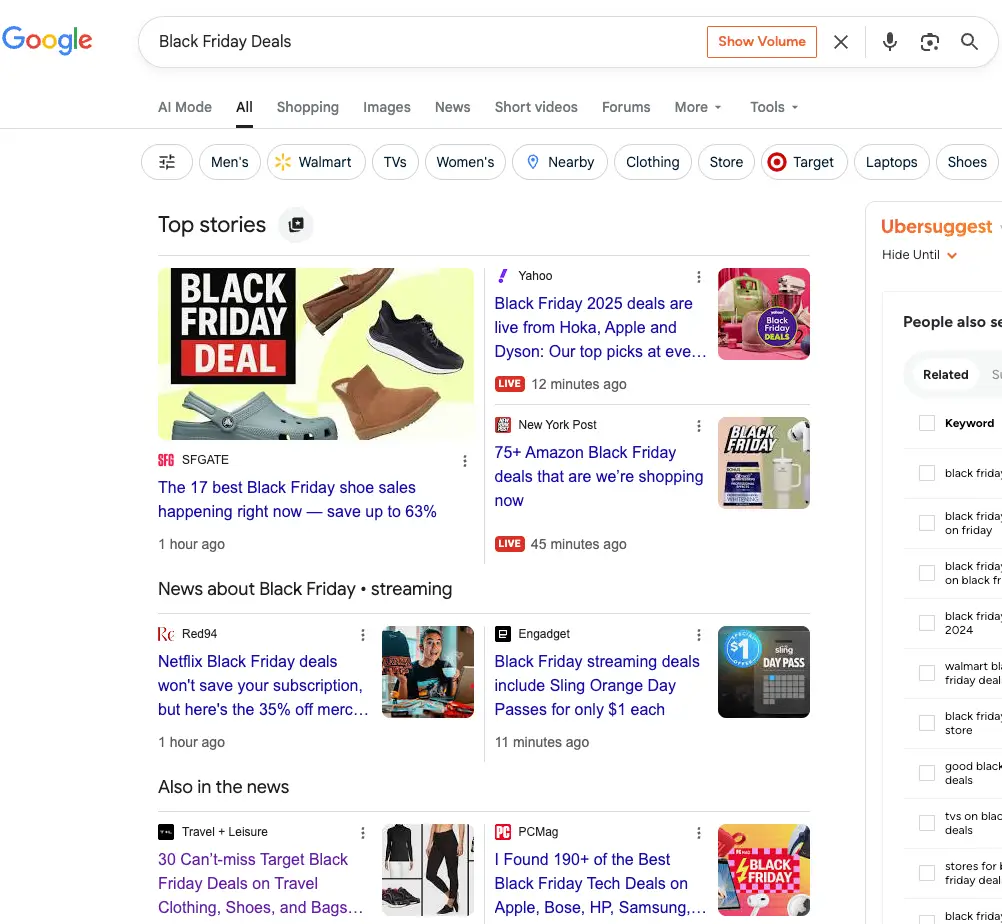 搜索“黑五”关键词的发现 2 搜索黑五关键词的发现-2